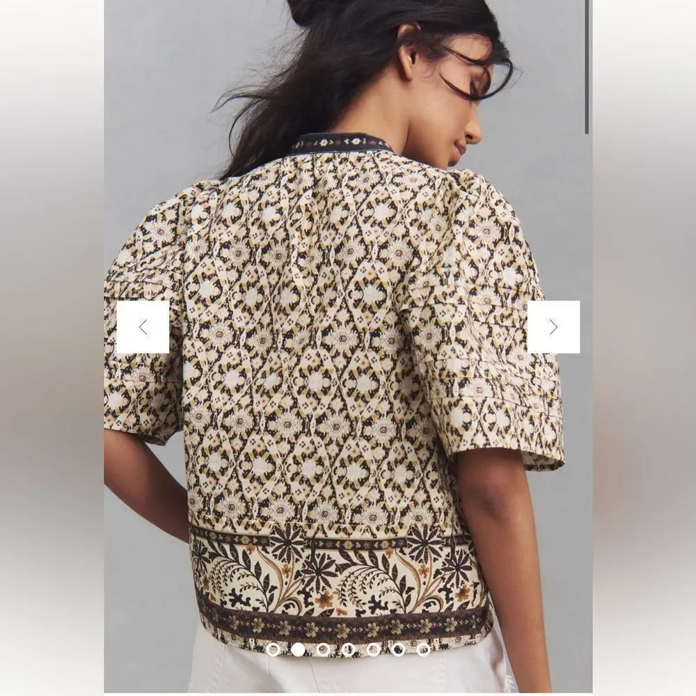 Anthropologie Puff Sleeve Lace‎ Boho Western peasant blouse size Small